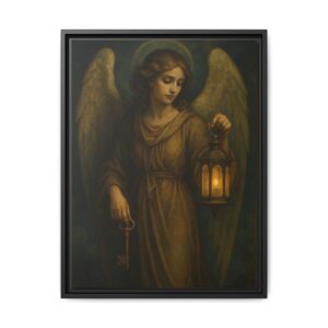 The Keeper of Light | Angelic Lantern Framed Canvas Art