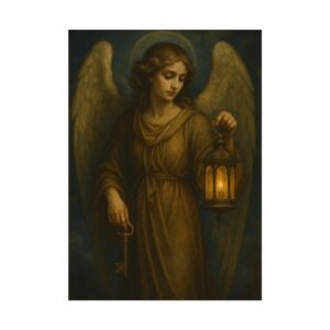 The Keeper of Light – Angel with Lantern and Key Posters